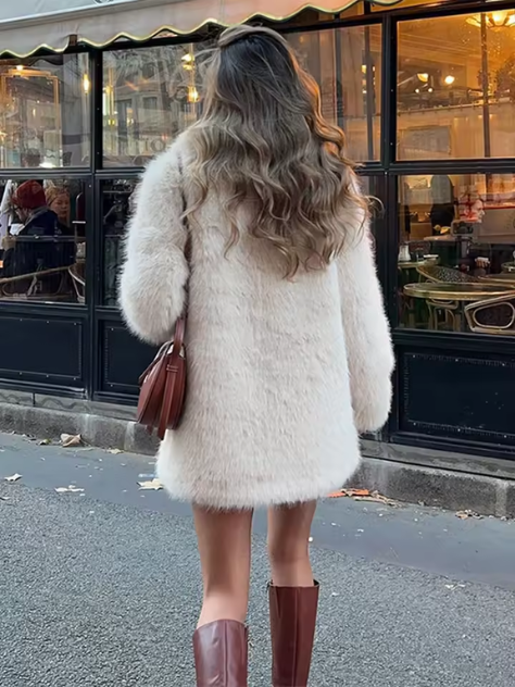 Mid-Length Faux Fur Coat