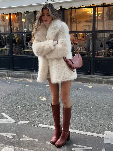 Mid-Length Faux Fur Coat