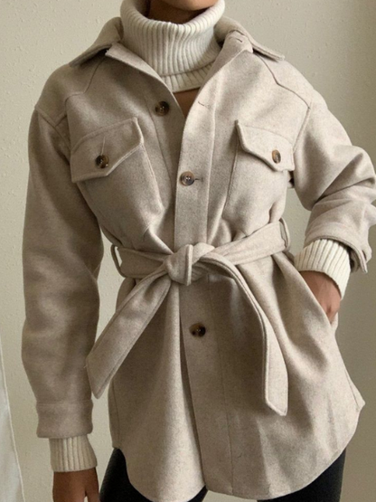 Heavyweight Belted Coat with Brushed Finish