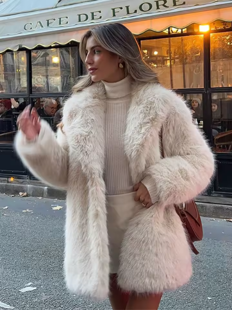 Mid-Length Faux Fur Coat